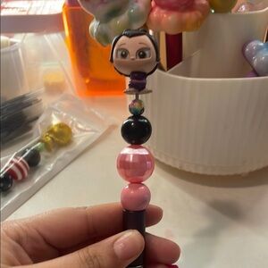 Character Pen with Pink and Black Beads